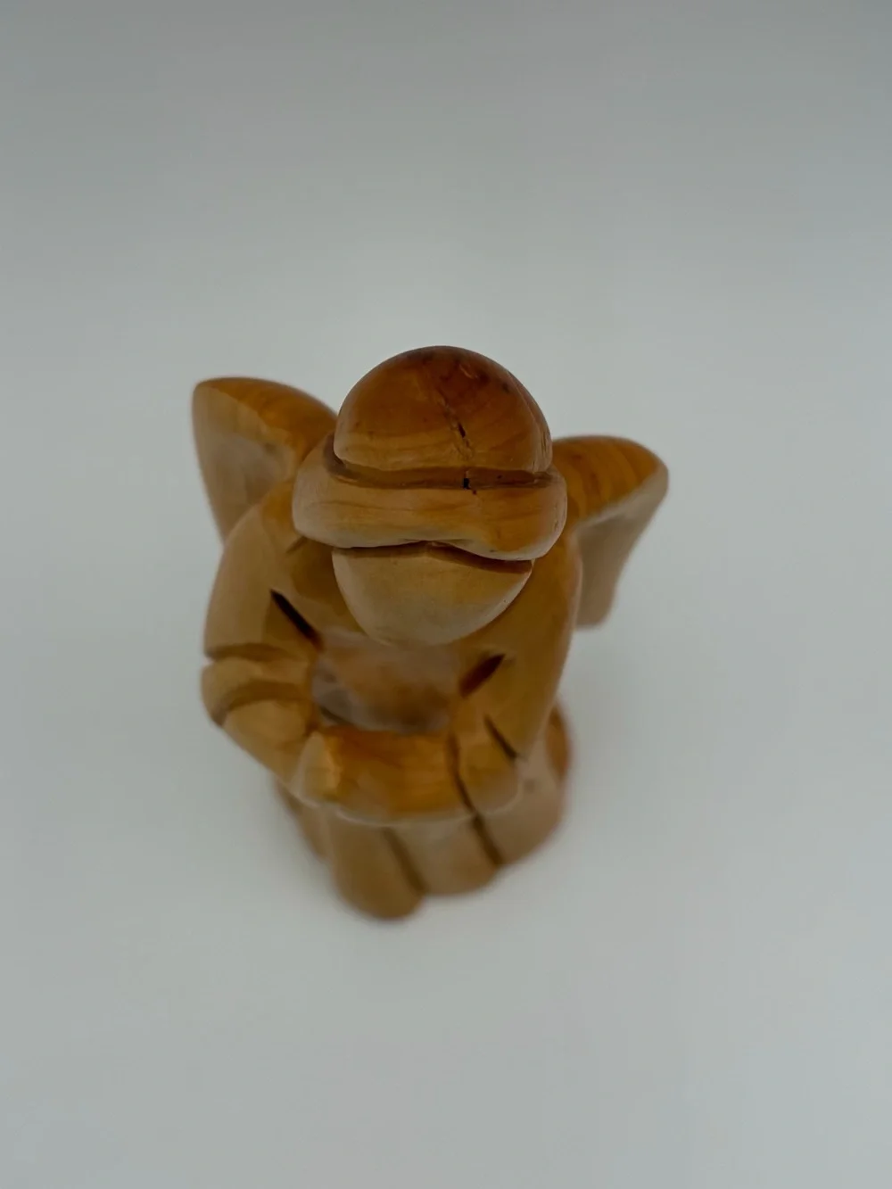 Hand Carved Wood Wooden Praying Angel Figurine Christmas 7 in